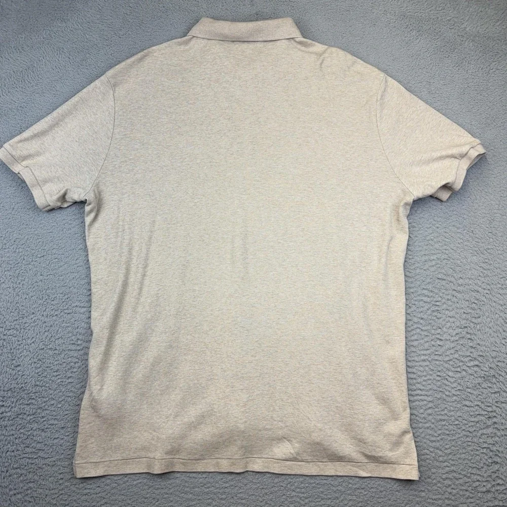 Polo Ralph Lauren Polo Shirt Mens Large Beige Cotton Short Sleeve Pony Logo